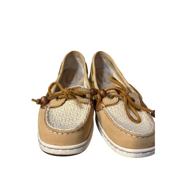 Sperry Womens Angelfish Boat Shoes Size 7 Tan Leather & Canvas‎ Casual Loafers - Picture 2 of 9